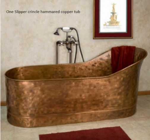 One Slipper crincle hammared copper tub