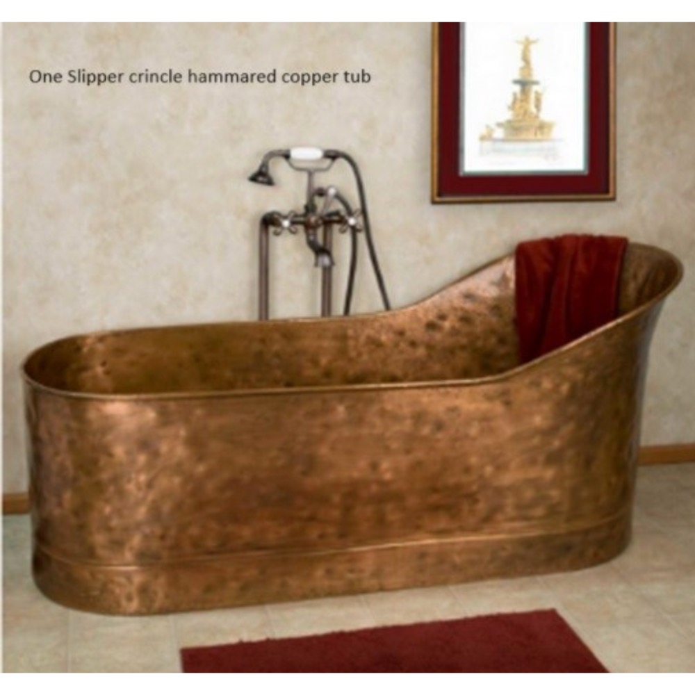 One Slipper crincle hammared copper tub